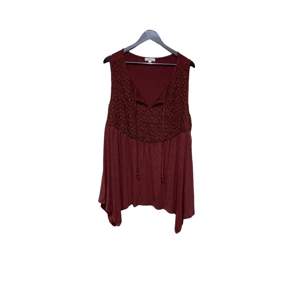 NEW! Halo Brown Crochet Tank Top Handkerchief Hem Women's Size 1X